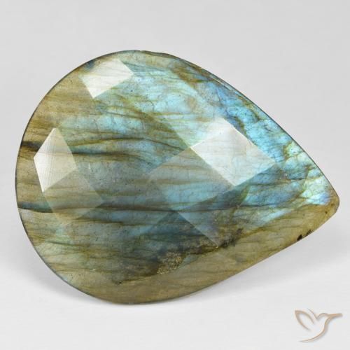 34.55ct Naturel Multicolore Labradorite, En forme de poire, Opaque
