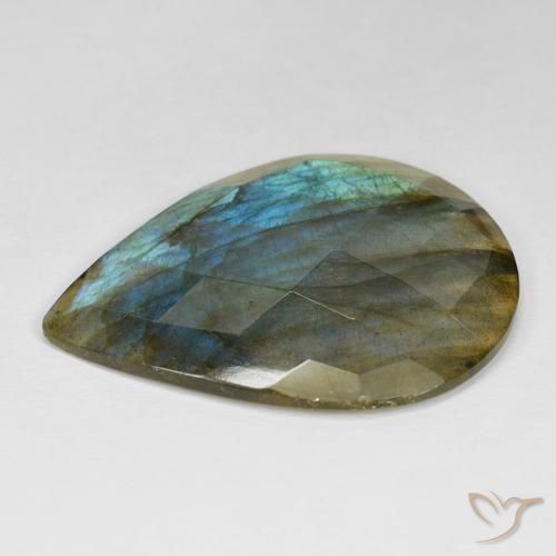 Labradorite Multicolore naturelle En forme de poire, 34.55 ct, Opaque