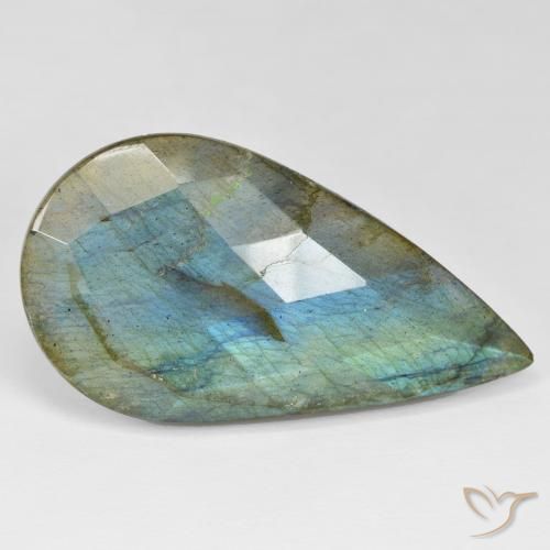 Labradorite Multicolore naturelle En forme de poire, 35.49 ct, Opaque