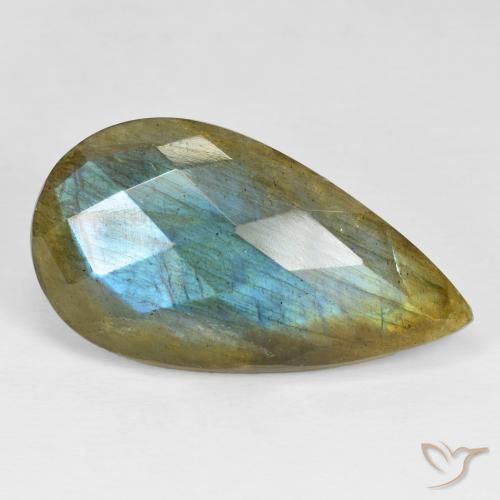 25.95ct Naturel Multicolore Labradorite, En forme de poire, Opaque