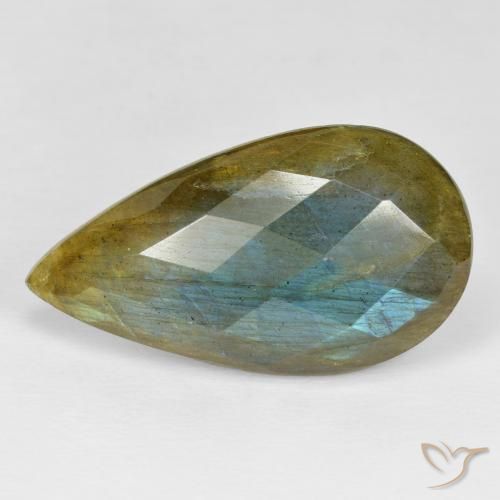 Labradorite Multicolore naturelle En forme de poire, 25.95 ct, Opaque