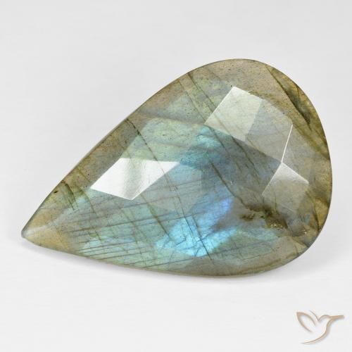 32.16ct Naturel Multicolore Labradorite, En forme de poire, Opaque