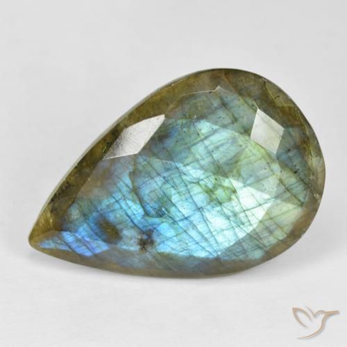 22.68ct Naturel Multicolore Labradorite, En forme de poire, Opaque
