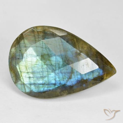 Labradorite Multicolore naturelle En forme de poire, 22.68 ct, Opaque
