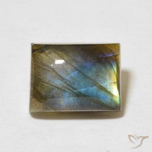 3.22ct Naturel Multicolore Labradorite, Baquette, Translucide