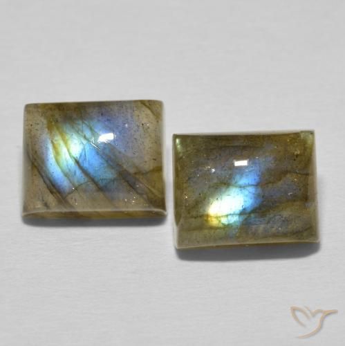7.10ctw Naturel Multicolore Labradorite, Baquette, Translucide