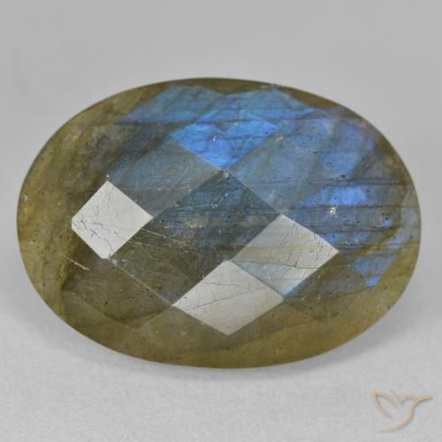 15.17ct Naturel Multicolore Labradorite, ovale, Translucide