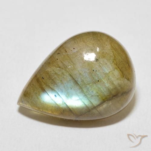 11.89ct Naturel Multicolore Labradorite, En forme de poire, Translucide