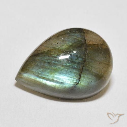 12.62ct Naturel Multicolore Labradorite, En forme de poire, Translucide