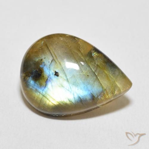 Labradorite Multicolore naturelle En forme de poire, 9.85 ct, Opaque