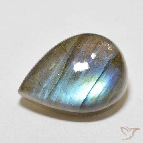 13.99ct Naturel Multicolore Labradorite, En forme de poire, Opaque