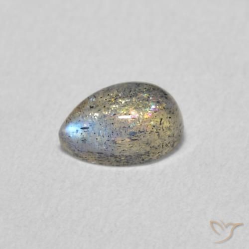 Labradorite Multicolore naturelle En forme de poire, 0.57 ct, Translucide