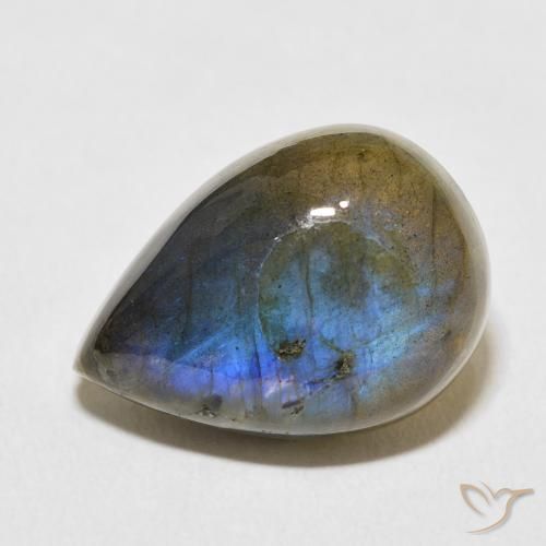 13.03ct Naturel Multicolore Labradorite, En forme de poire, Opaque