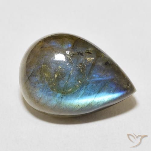 Labradorite Multicolore naturelle En forme de poire, 13.03 ct, Opaque