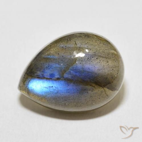 10.55ct Naturel Multicolore Labradorite, En forme de poire, Translucide