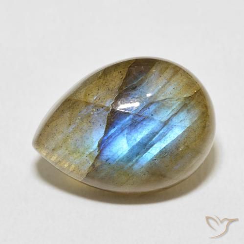 9.34ct Naturel Multicolore Labradorite, En forme de poire, Translucide
