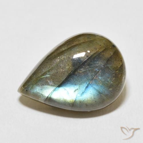 11.39ct Naturel Multicolore Labradorite, En forme de poire, Translucide