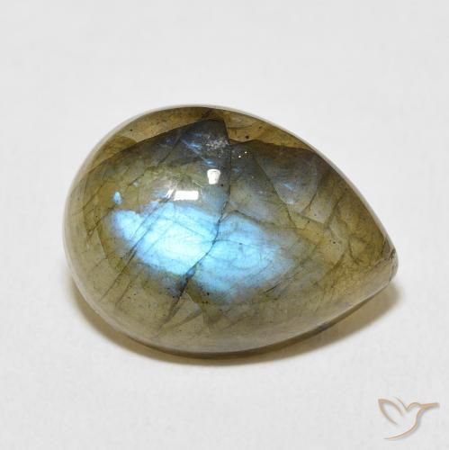 Labradorite Multicolore naturelle En forme de poire, 8.95 ct, Translucide