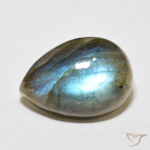12.70ct Naturel Multicolore Labradorite, En forme de poire, Translucide