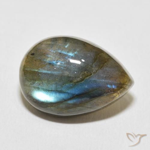 Labradorite Multicolore naturelle En forme de poire, 12.70 ct, Translucide