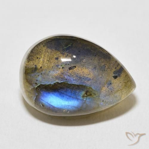 Labradorite Multicolore naturelle En forme de poire, 13.81 ct, Translucide