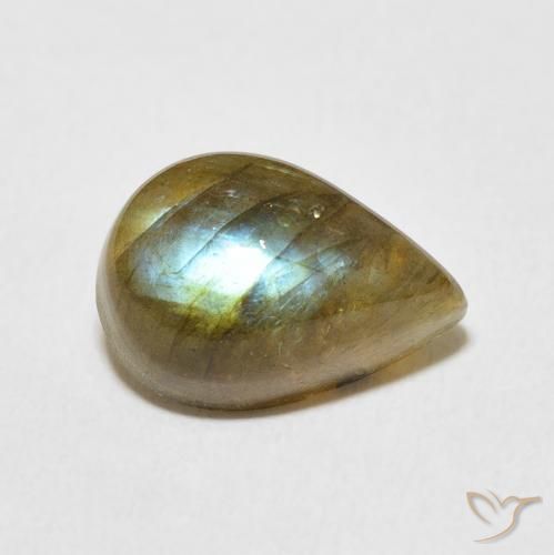 Labradorite Multicolore naturelle En forme de poire, 5.27 ct, Translucide
