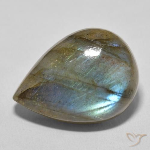 Labradorite multicolore naturelle en forme de poire, 17,48 ct, translucide