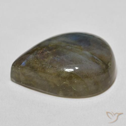 Labradorite multicolore naturelle en forme de poire, 17,48 ct, translucide