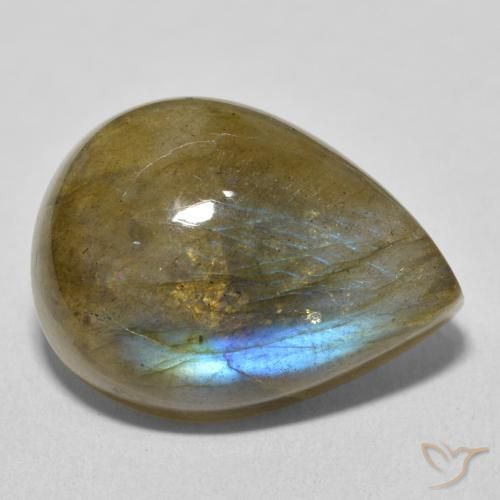 Labradorite Multicolore naturelle En forme de poire, 17.02 ct, Translucide
