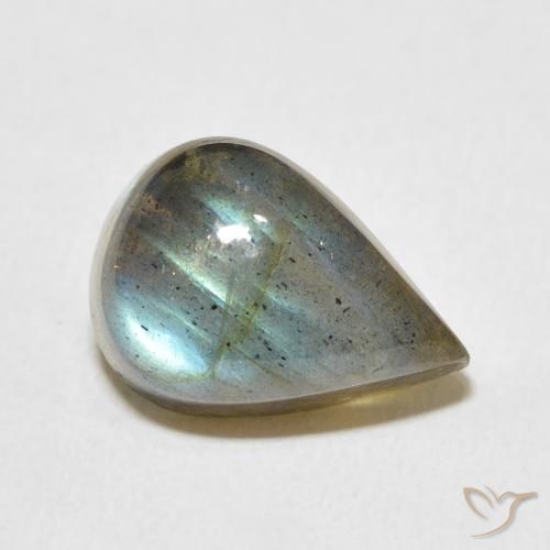 Labradorite Multicolore naturelle En forme de poire, 6.96 ct, Translucide