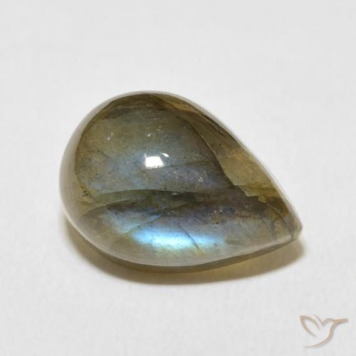 Labradorite Multicolore naturelle En forme de poire, 6.89 ct, Translucide