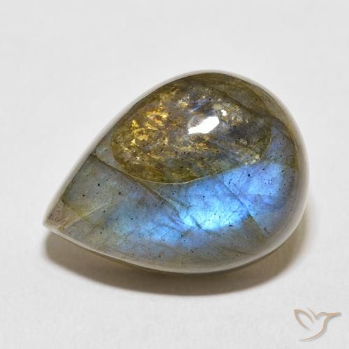 Labradorite Multicolore naturelle En forme de poire, 19.92 ct, Translucide