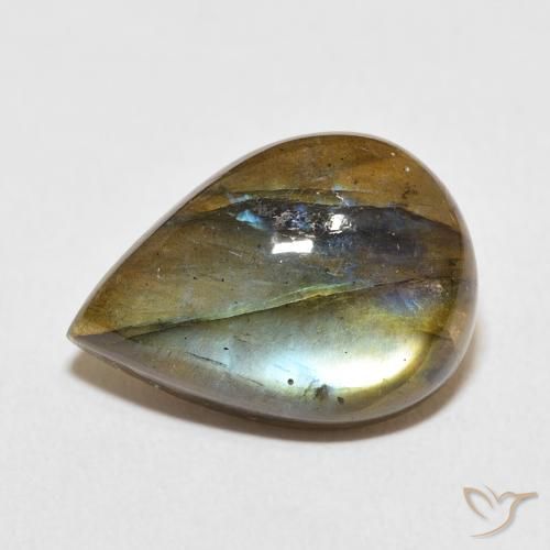 11.18ct Naturel Multicolore Labradorite, En forme de poire, Translucide
