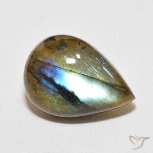 Labradorite Multicolore naturelle En forme de poire, 11.18 ct, Translucide