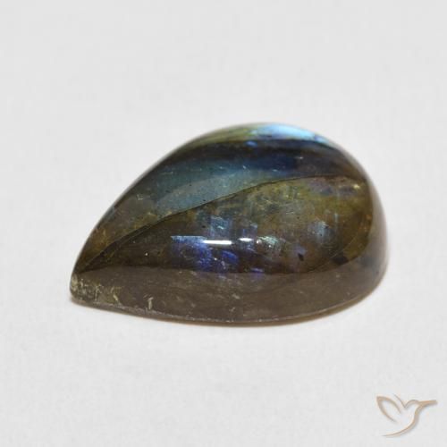 Labradorite Multicolore naturelle En forme de poire, 11.18 ct, Translucide