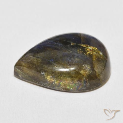 Labradorite Multicolore naturelle En forme de poire, 14.43 ct, Translucide