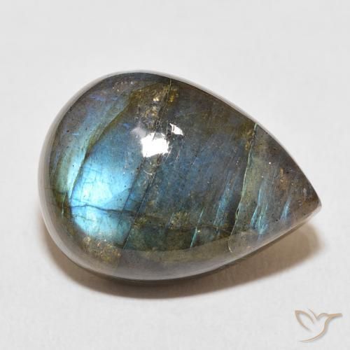 Labradorite Multicolore naturelle En forme de poire, 17.96 ct, Translucide