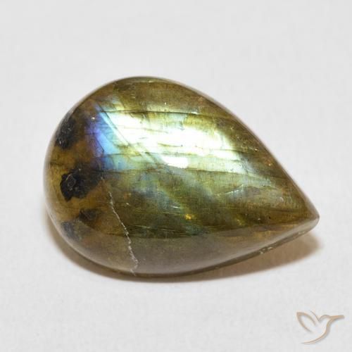 Labradorite Multicolore naturelle En forme de poire, 9.98 ct, Translucide