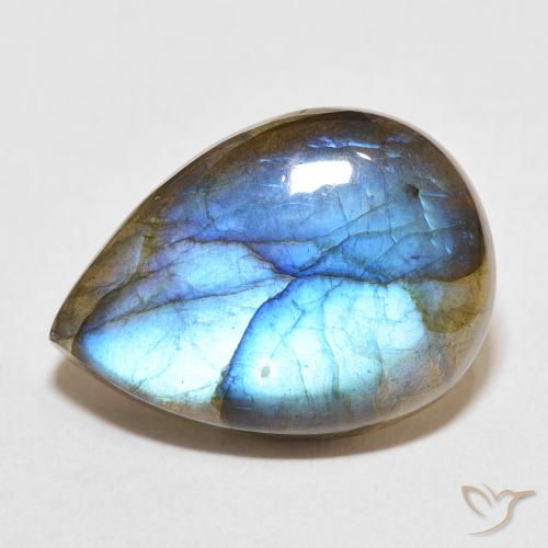 13.71ct Naturel Multicolore Labradorite, En forme de poire, Translucide