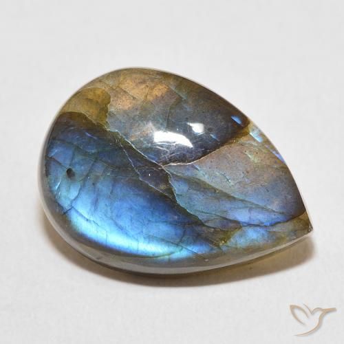 Labradorite Multicolore naturelle En forme de poire, 13.71 ct, Translucide
