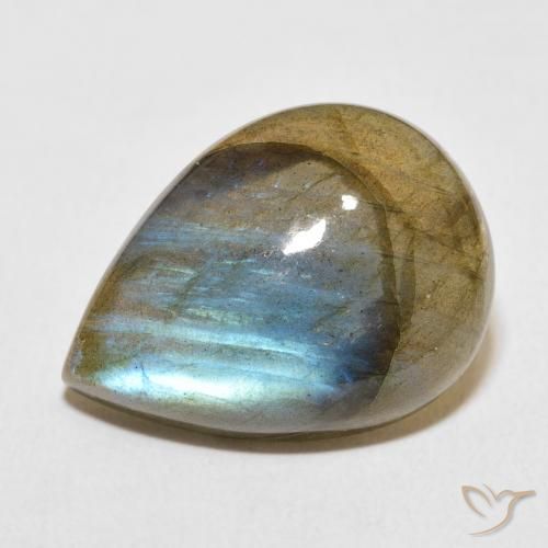 13.87ct Naturel Multicolore Labradorite, En forme de poire, Translucide