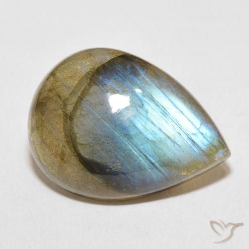 Labradorite Multicolore naturelle En forme de poire, 13.87 ct, Translucide