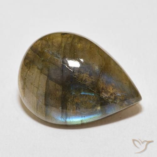 Labradorite Multicolore naturelle En forme de poire, 14.31 ct, Translucide