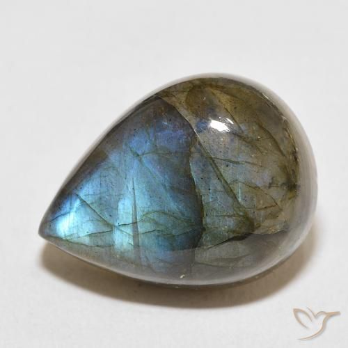 19.61ct Naturel Multicolore Labradorite, En forme de poire, Translucide