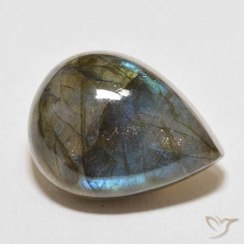 Labradorite Multicolore naturelle En forme de poire, 19.61 ct, Translucide