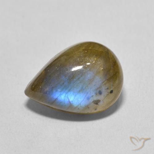 6.34ct Naturel Multicolore Labradorite, En forme de poire, Translucide