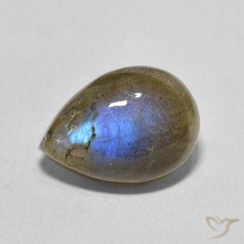 6.76ct Naturel Multicolore Labradorite, En forme de poire, Translucide