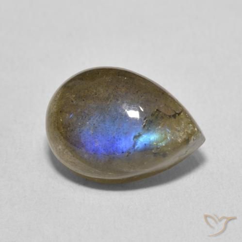 Labradorite Multicolore naturelle En forme de poire, 6.76 ct, Translucide