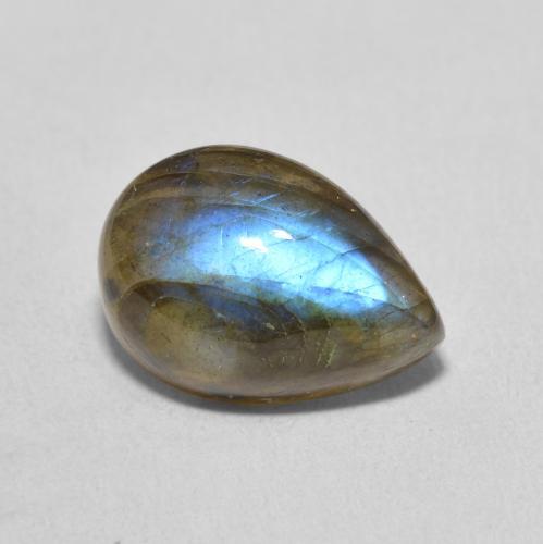 Labradorite Multicolore naturelle En forme de poire, 5.90 ct, Translucide