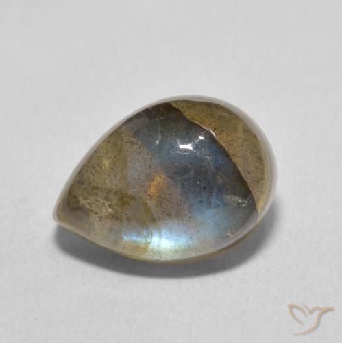 7.61ct Naturel Multicolore Labradorite, En forme de poire, Translucide